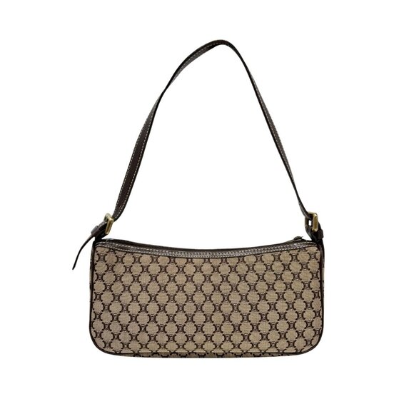 CELINE Vintage Macadam Monogram Shoulder Mini Bag Pochette Brown Canvas [106232] - Picture 6 of 13